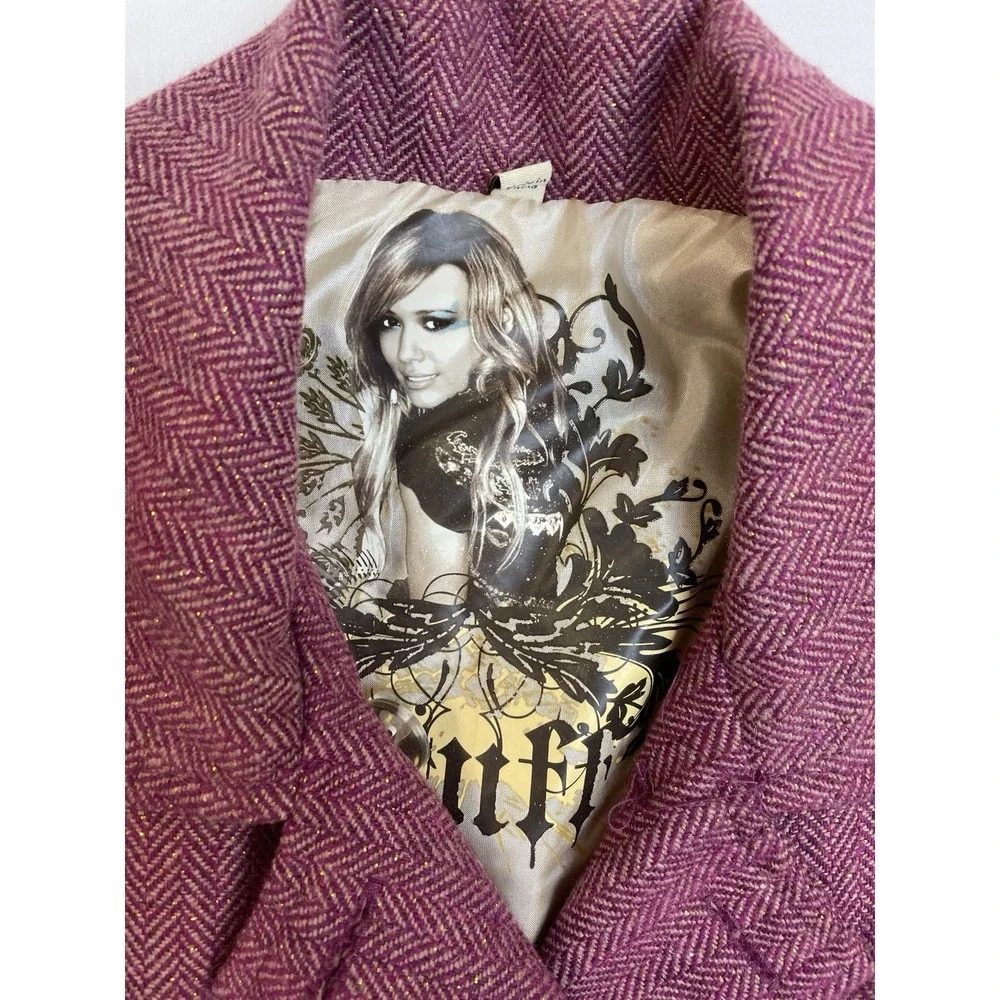 Vintage Stuff by Hilary Duff Girls Y2K Peacoat‎ Herringbone Wool Blend Jacket M